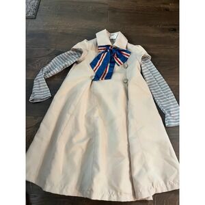 MEGAN M3GAN Cosplay Costume Dress Tan Trench Striped Sleeves Bow Medium